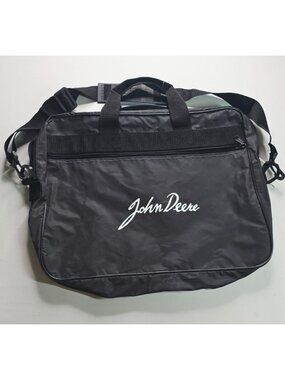 John Deere Black Nylon Messenger Bag 16" X 13" With Adjustable Strap